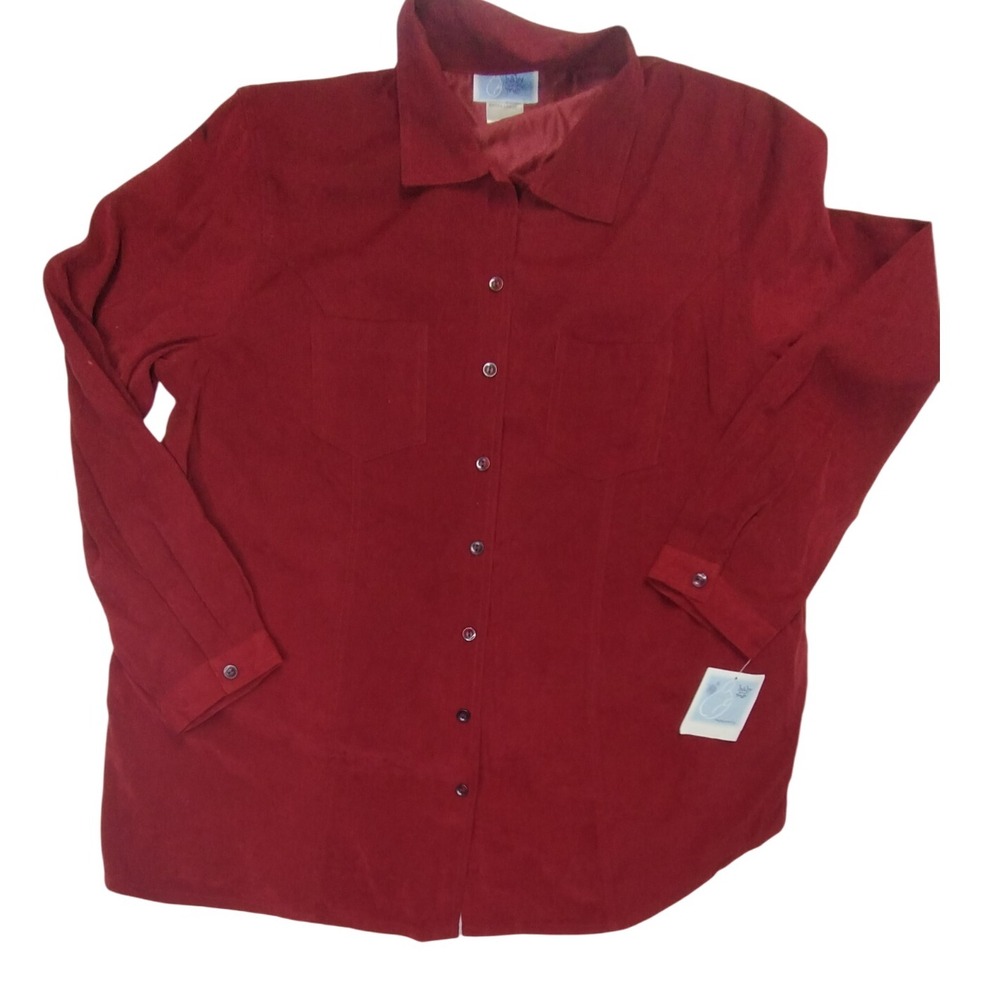 Baby and Me Burgundy Button Down Shirt Blouse Women's XL NWT with double pockets